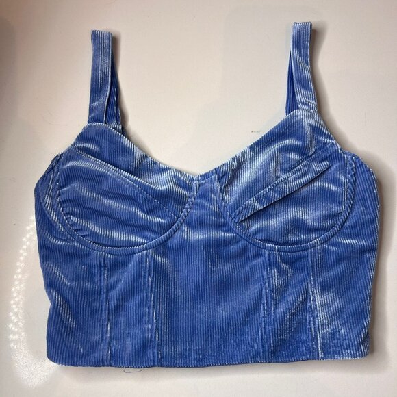 NWT FULL TILT Blue Velvet Corset Top Size S - Picture 1 of 4